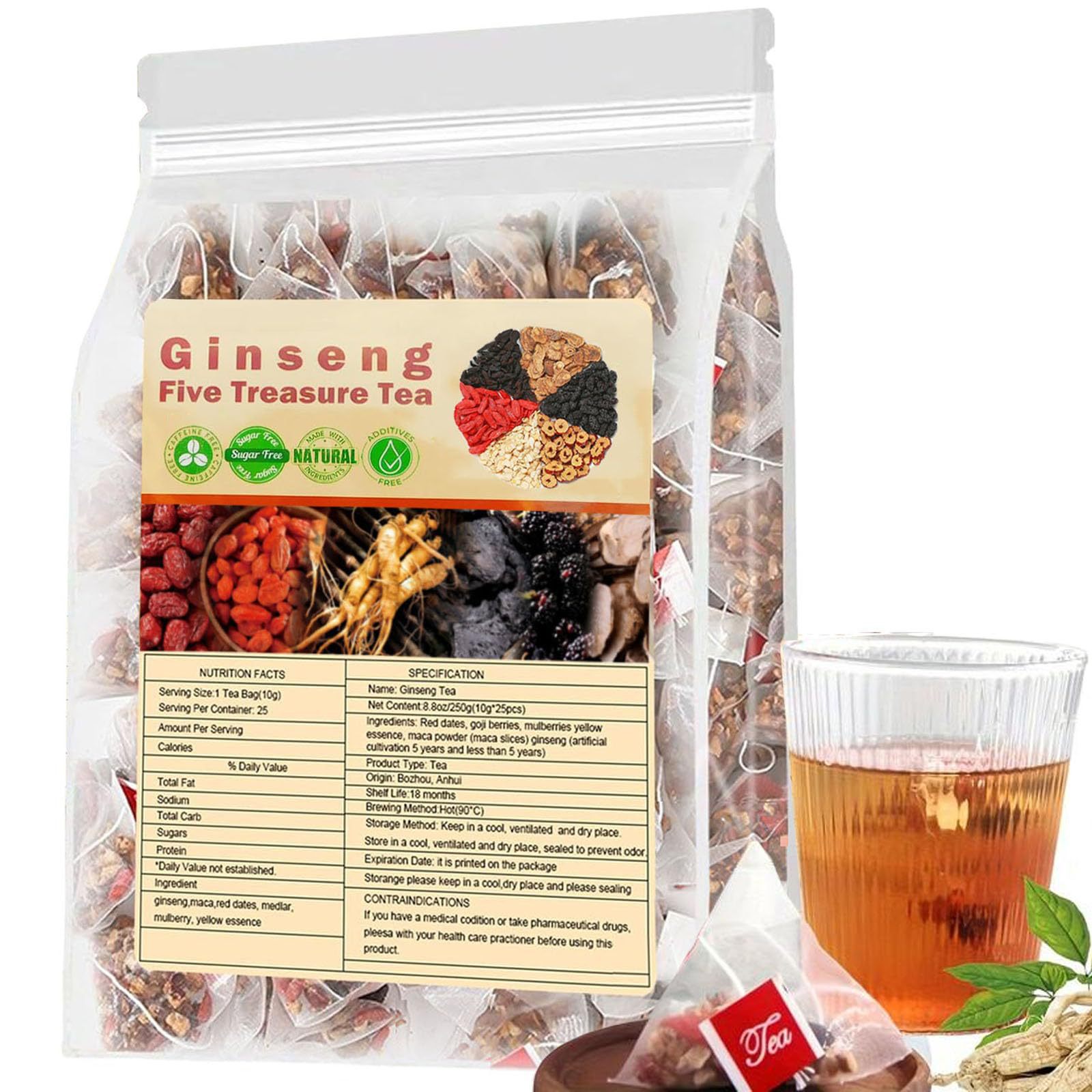 Ginseng Five Treasures Tea Kid - Herbal Wellness Tea review and price